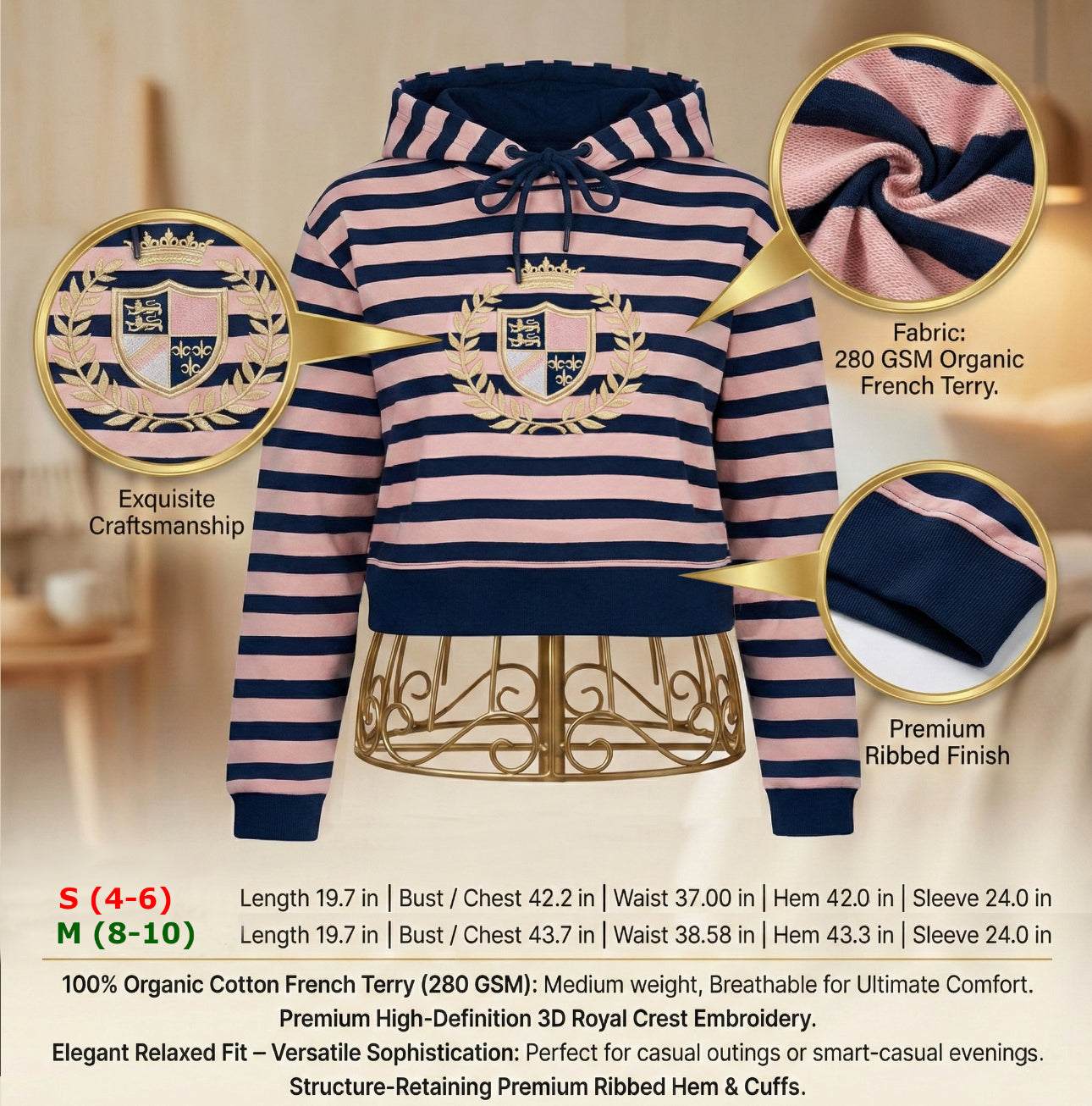 Matching Set: Cotton Cropped Pullover + Matching Canvas Tote + Necklace + Mini Hoodie & Sunglasses for Plush Bag Charm (Doll Not Included)