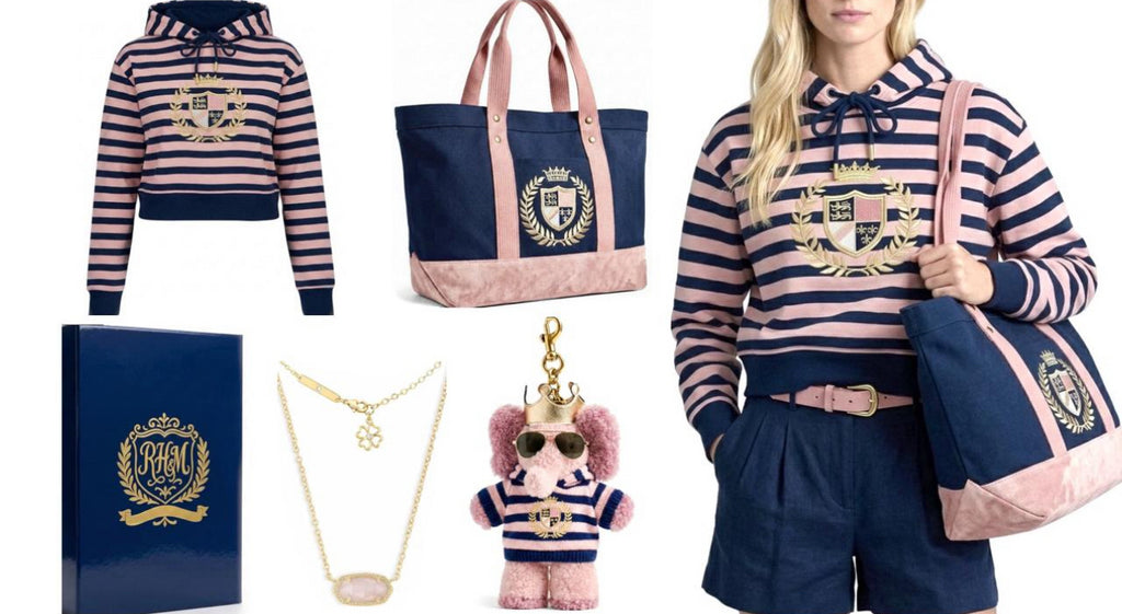 Matching Set: Cotton Cropped Pullover + Matching Canvas Tote + Necklace + Mini Hoodie & Sunglasses for Plush Bag Charm (Doll Not Included)