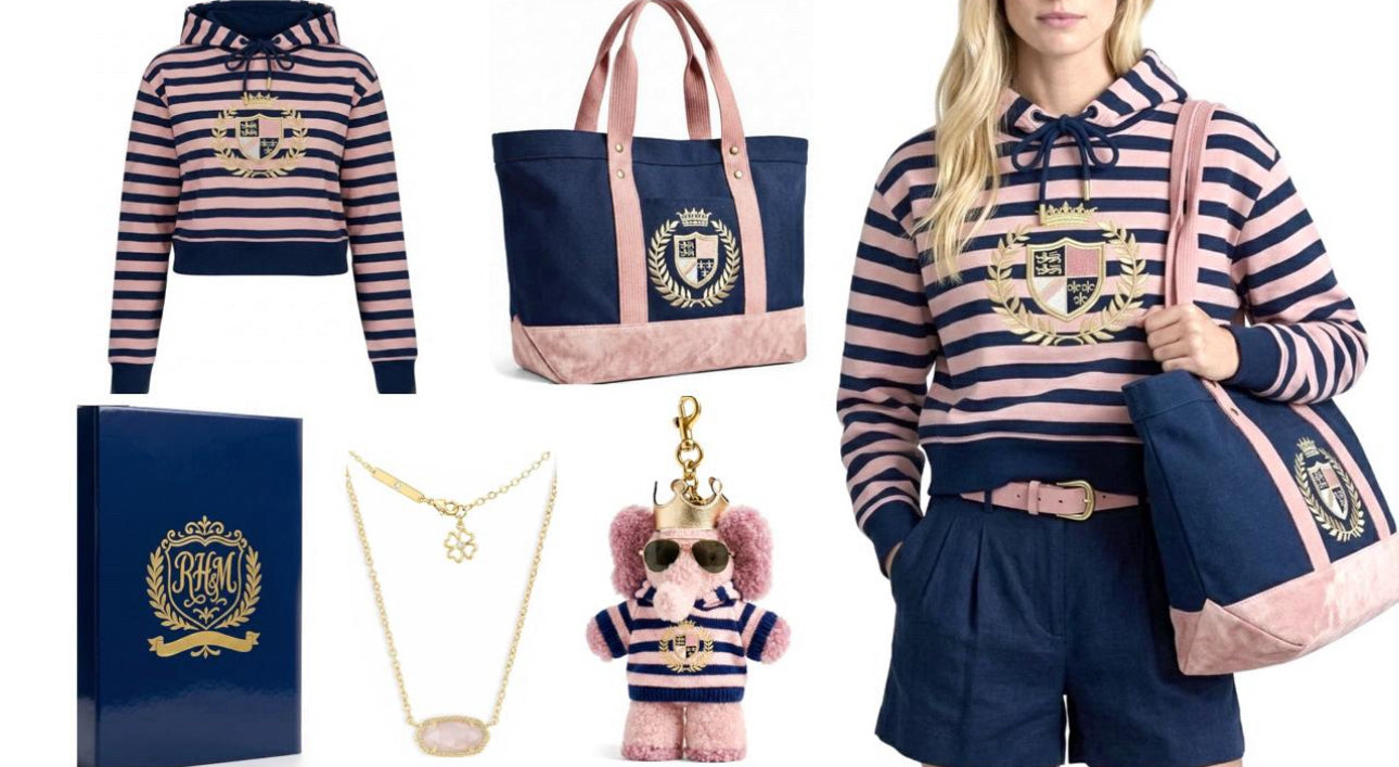Matching Set: Cotton Cropped Pullover + Matching Canvas Tote + Necklace + Mini Hoodie & Sunglasses for Plush Bag Charm (Doll Not Included)