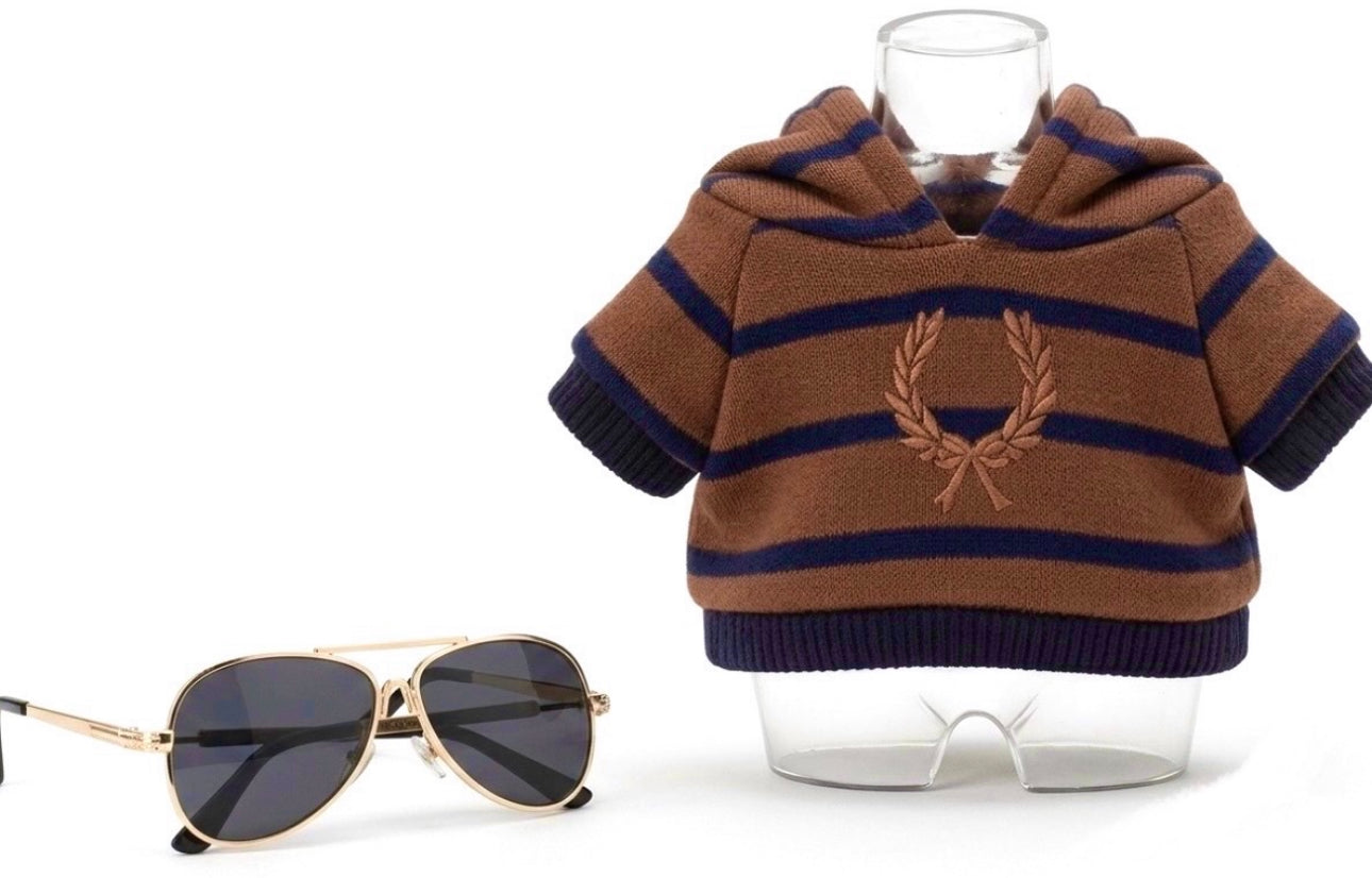 4pcs Matching Set: Cotton Cropped Pullover, Canvas Tote, Gold-Plated Colorful Stone Necklace & Plush Charm Accessories (Doll Not Included