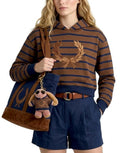 Matching Set: Cotton Cropped Pullover + Matching Canvas Tote + Necklace + Mini Hoodie & Sunglasses for Plush Bag Charm (Doll Not Included)