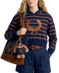 Matching Set: Cotton Cropped Pullover + Matching Canvas Tote + Necklace + Mini Hoodie & Sunglasses for Plush Bag Charm (Doll Not Included)